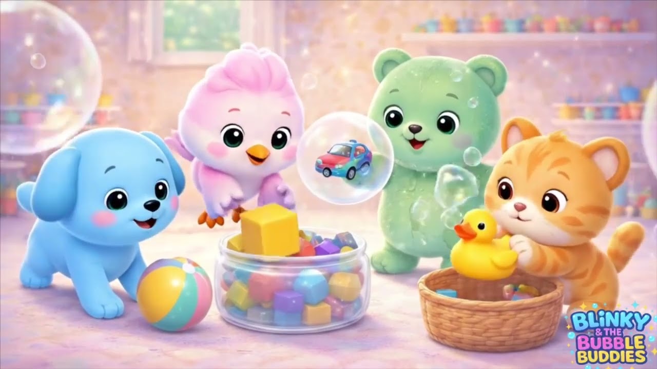 Cleanup Bubble Song 🧼🫧 | Clean Up Song for Kids | Blinky & the Bubble Buddies