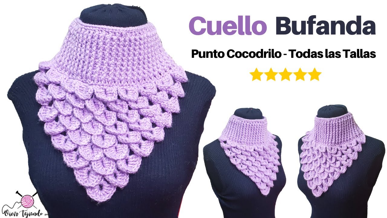Aprendiendo a Tejer a Ganchillo - Cuello Bufanda a Crochet con Punto Cocodrilo