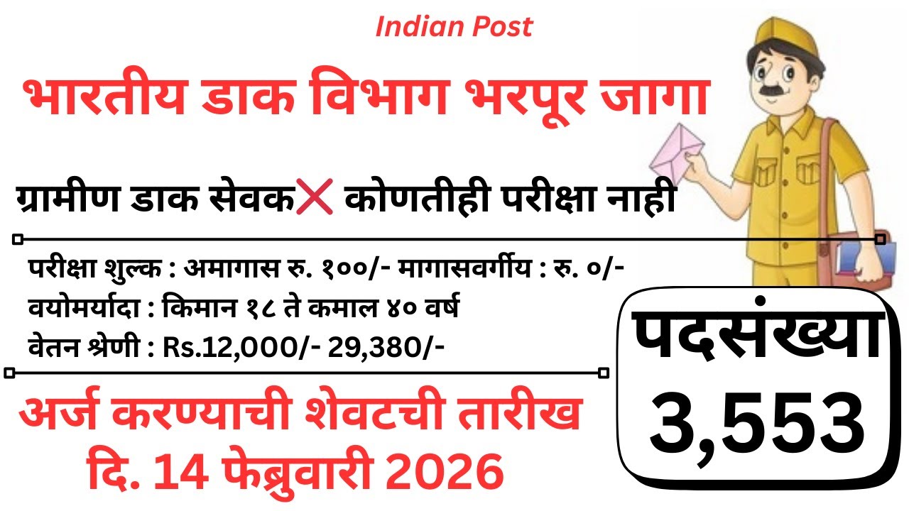 भारतीय डाक विभाग – ग्रामीण डाक सेवक (GDS) 2026 भरती (Gramin Dak Sevak Recruitment)