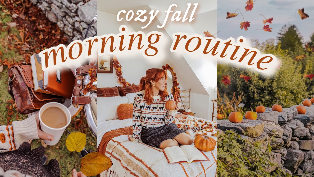 FALL MORNING ROUTINE 🍂🕯 a cozy morning in autumn *apple cider pancakes, crisp leaves & pumpkin chai*