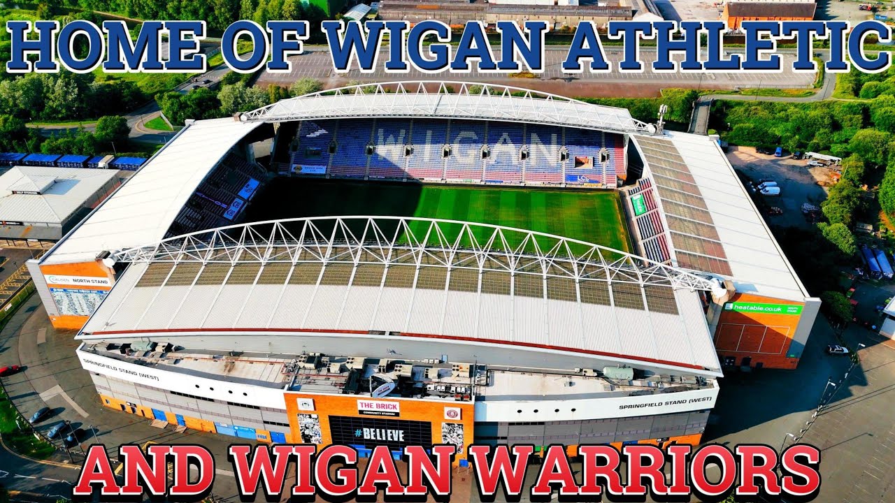 Drone View of the home of Wigan Athletic & Wigan Warriors | The Brick Community Stadium