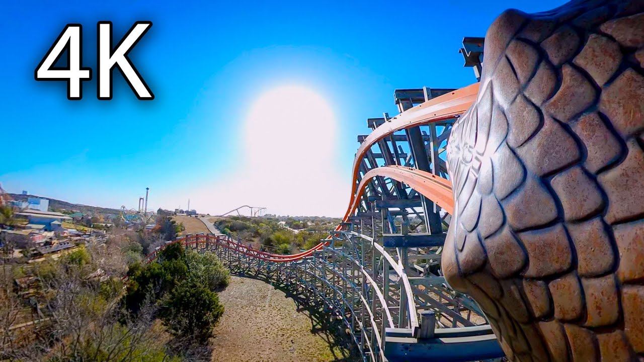 Iron Rattler horizon leveled front seat on-ride 4K POV Six Flags Fiesta Texas