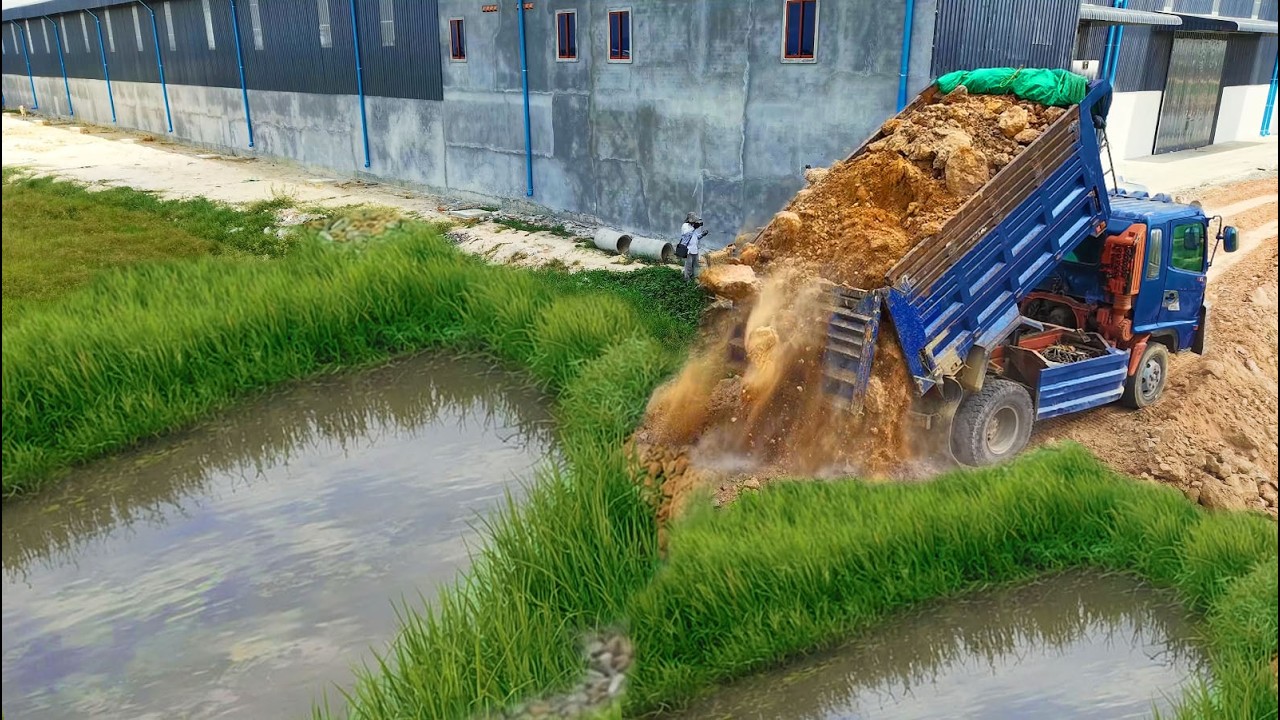 Operation New Project! DumpTruck Loading Land Delete Feild, Dozer D31A KOMATS'U Pushing Soil Perfect