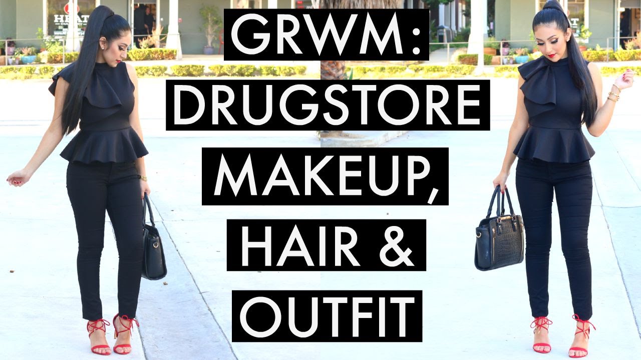 GET READY WITH ME | DRUGSTORE MAKEUP, HAIR & OUTFIT