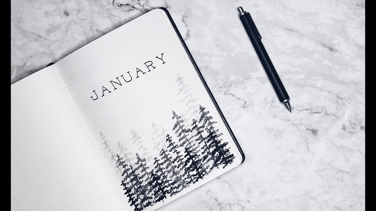 Minimalist bullet journal - January 2018 (Winter theme)