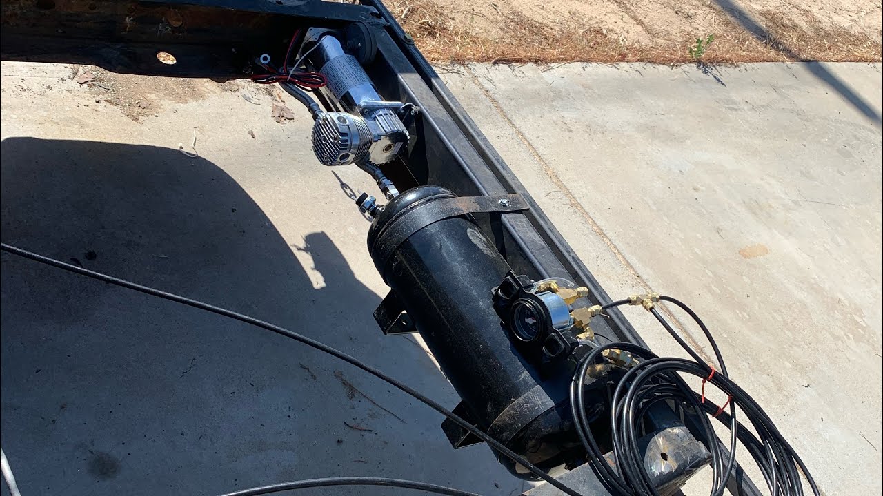 Installing Air Bag Compressor and Tank To Project Crack Pipe. 64 C10 Slammed On 91 K1500 Chassis.