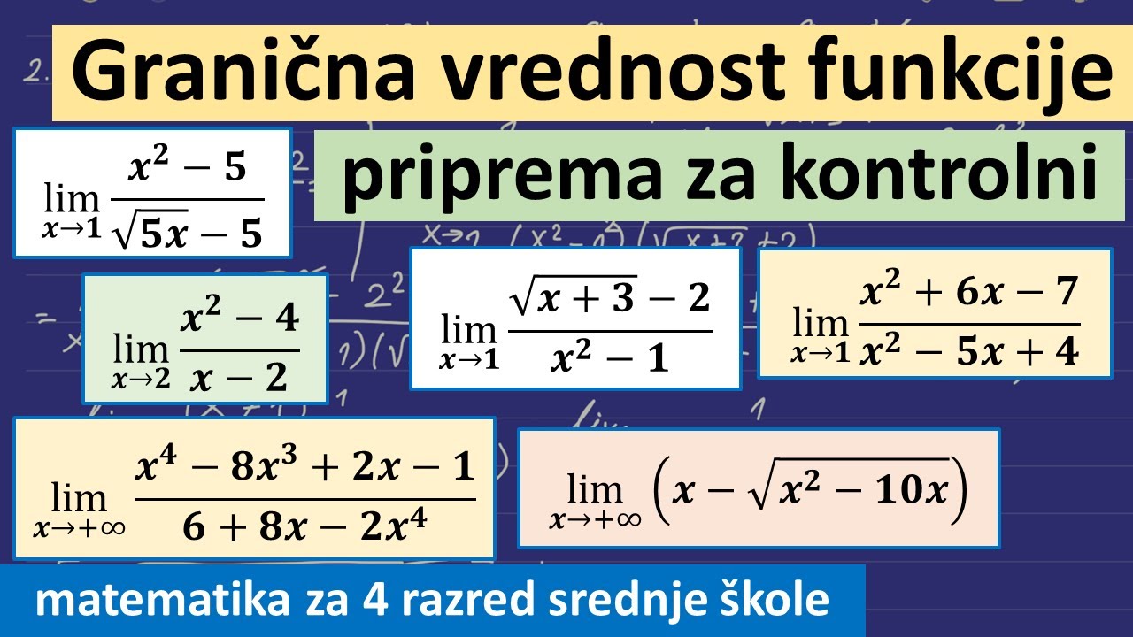Granična vrednost funkcije priprema za kontrolni - matematika za 4 razred srednje škole