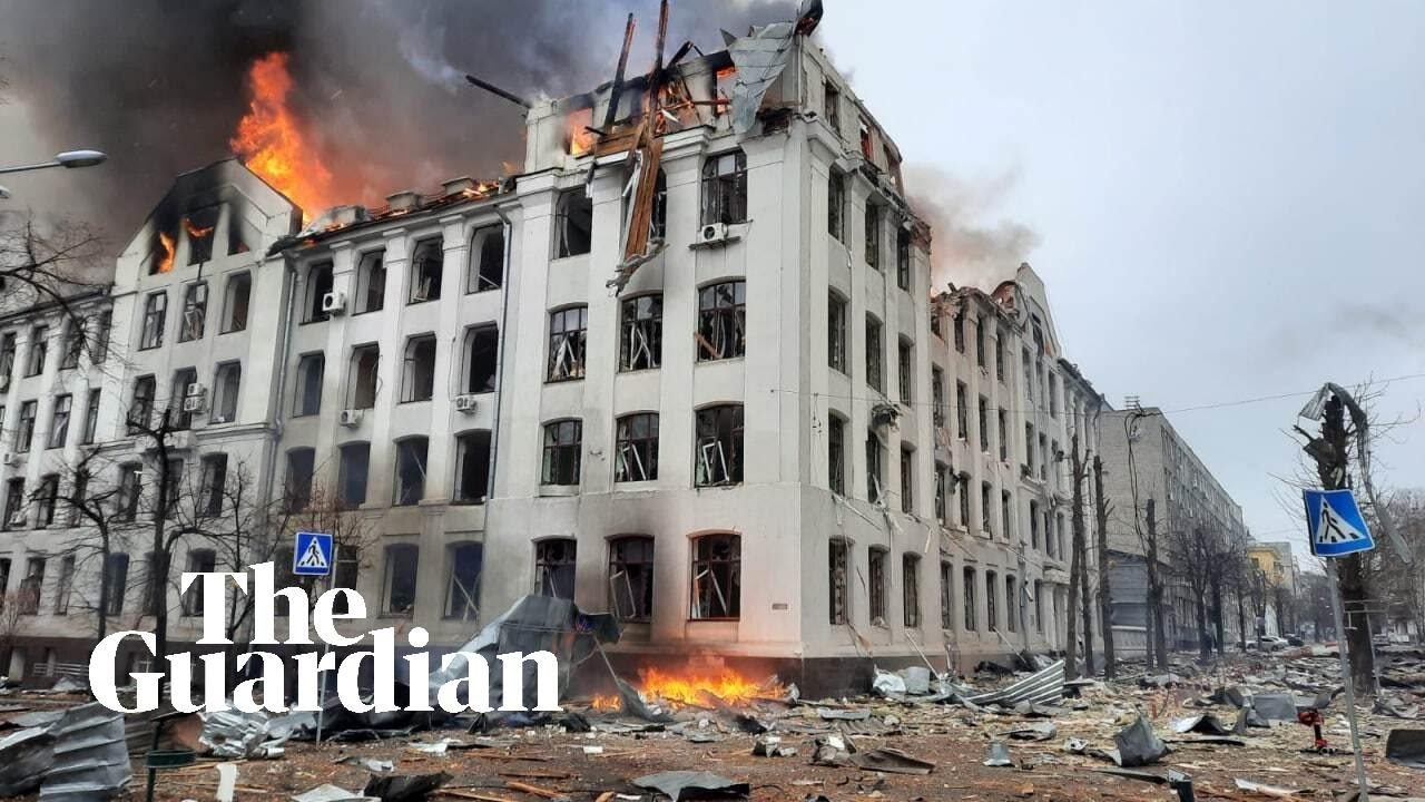 Kharkiv administrative buildings on fire after Russian missile strike