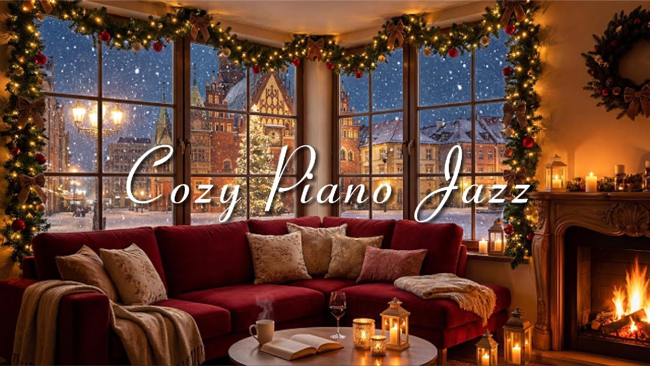 Soft Piano Jazz | Cozy Cabin Fireplace ❄️ Warm Winter Evening