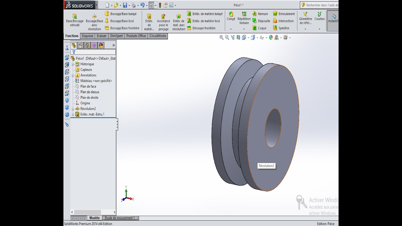 cour 3 solidworks : enlèvement de matière