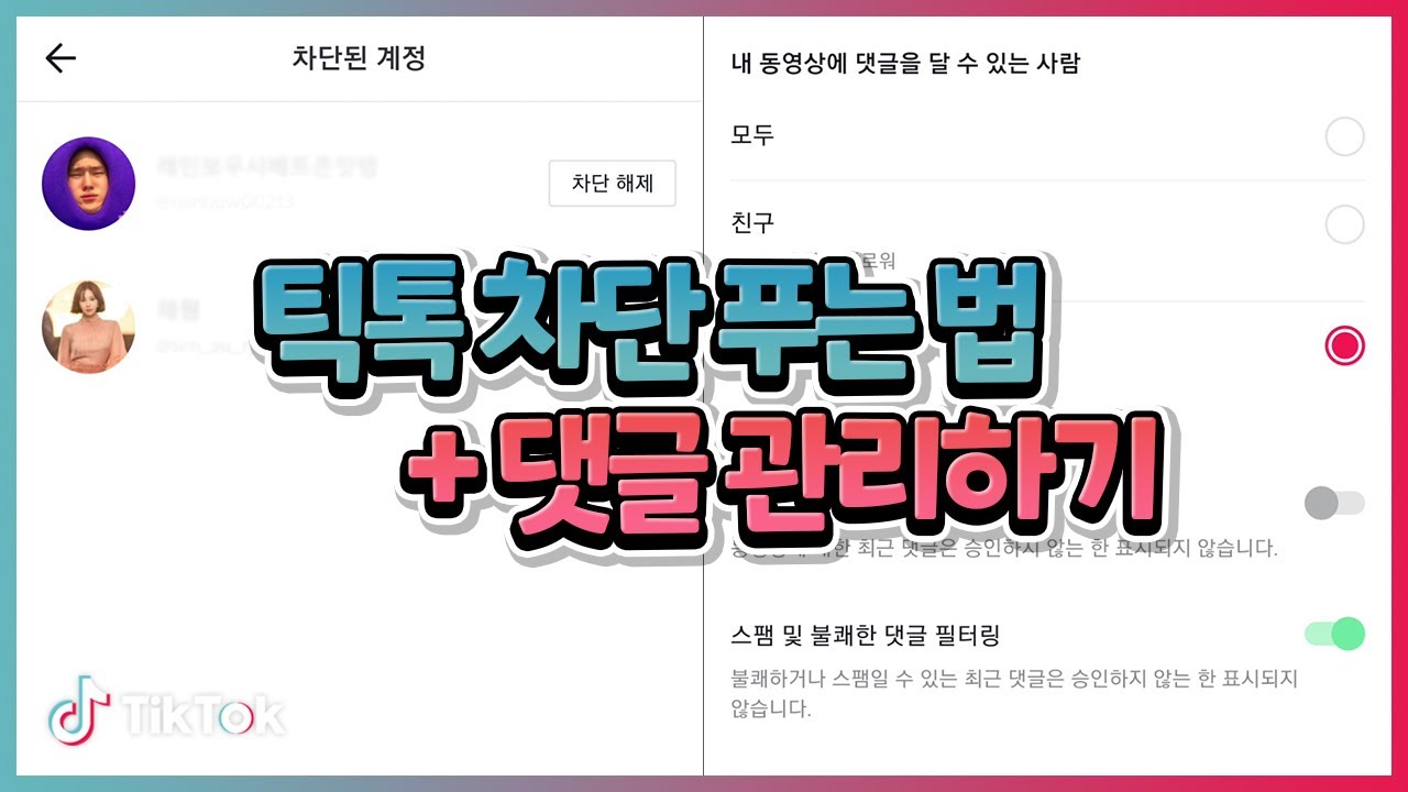 틱톡 차단 푸는 법 & 악플이 보기싫다면? 댓글 관리하는 법