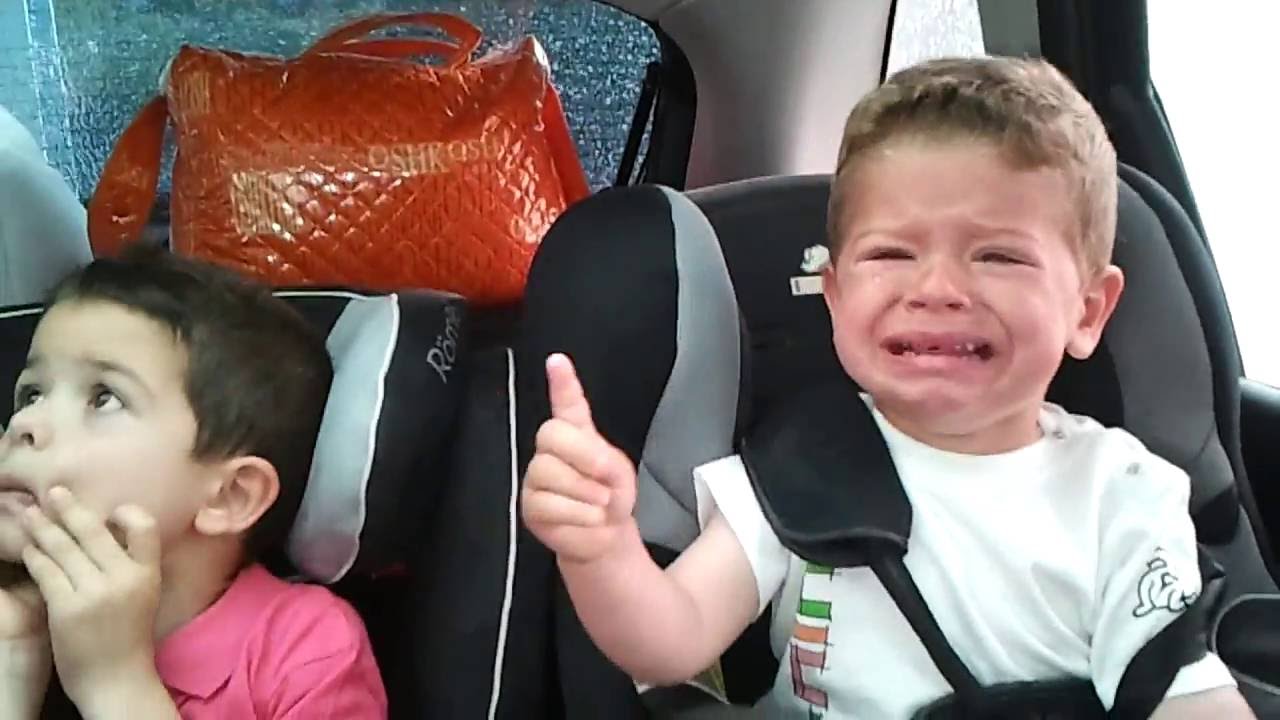 Baby's first car wash. Carwash cry babies