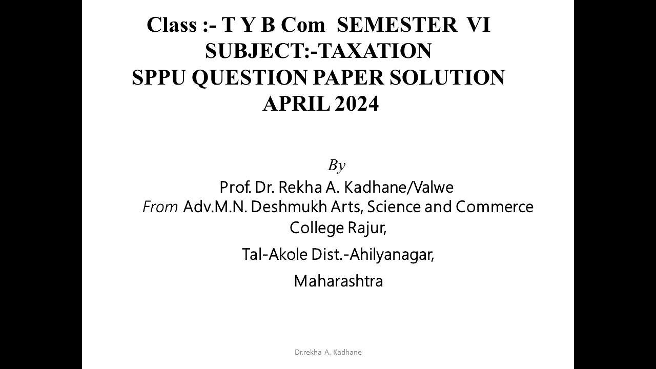 SPPU Question Paper Solution April 2024 Taxation