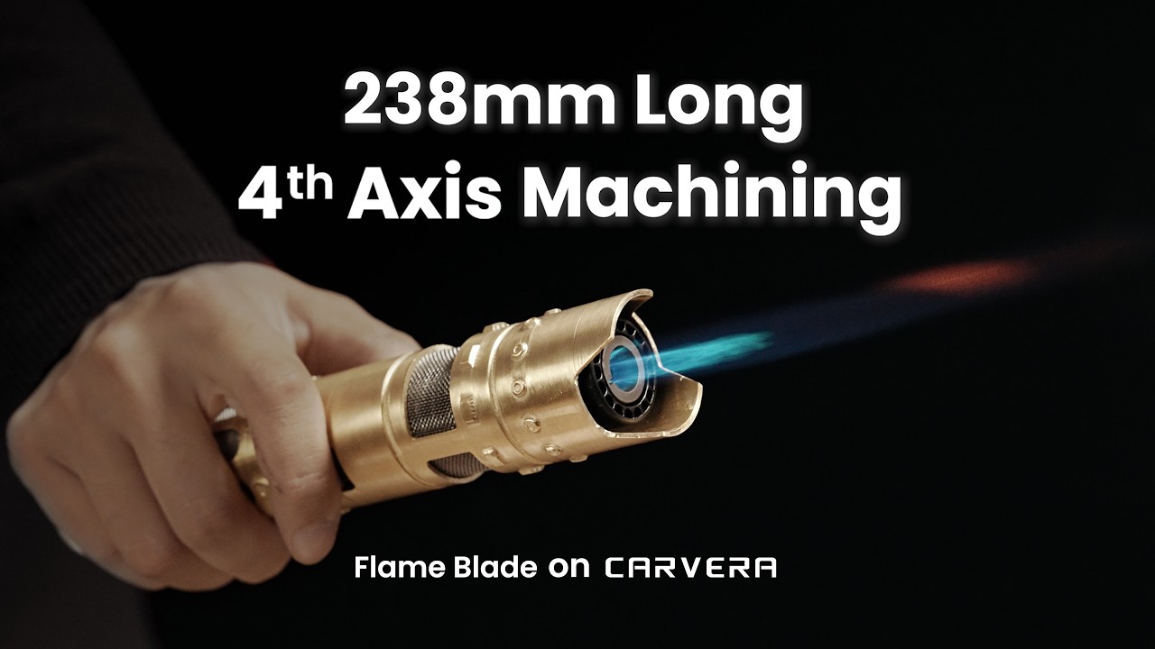 4th Axis CNC Machining a Brass Lightsaber Hilt | Flame Blade Build