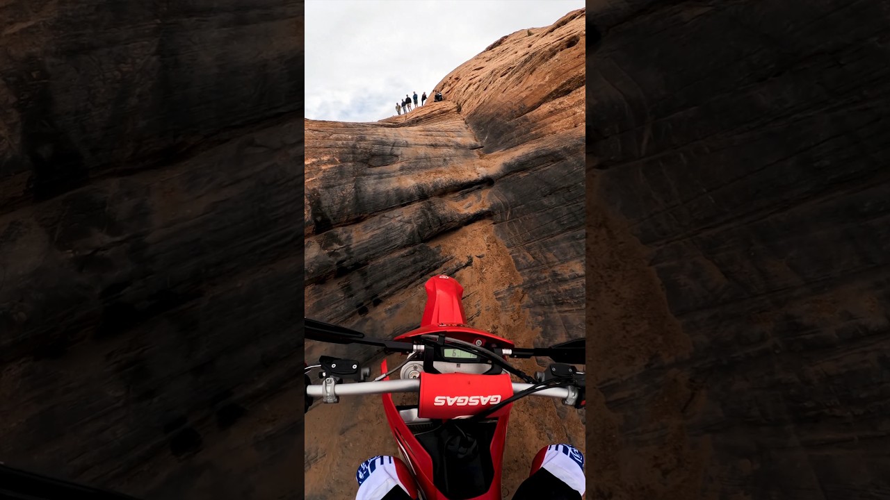 Trying to climb out of Hell's Gate on a dirtbike! 👹 Slickrock trail in Moab, Utah #dirtbike #gopro