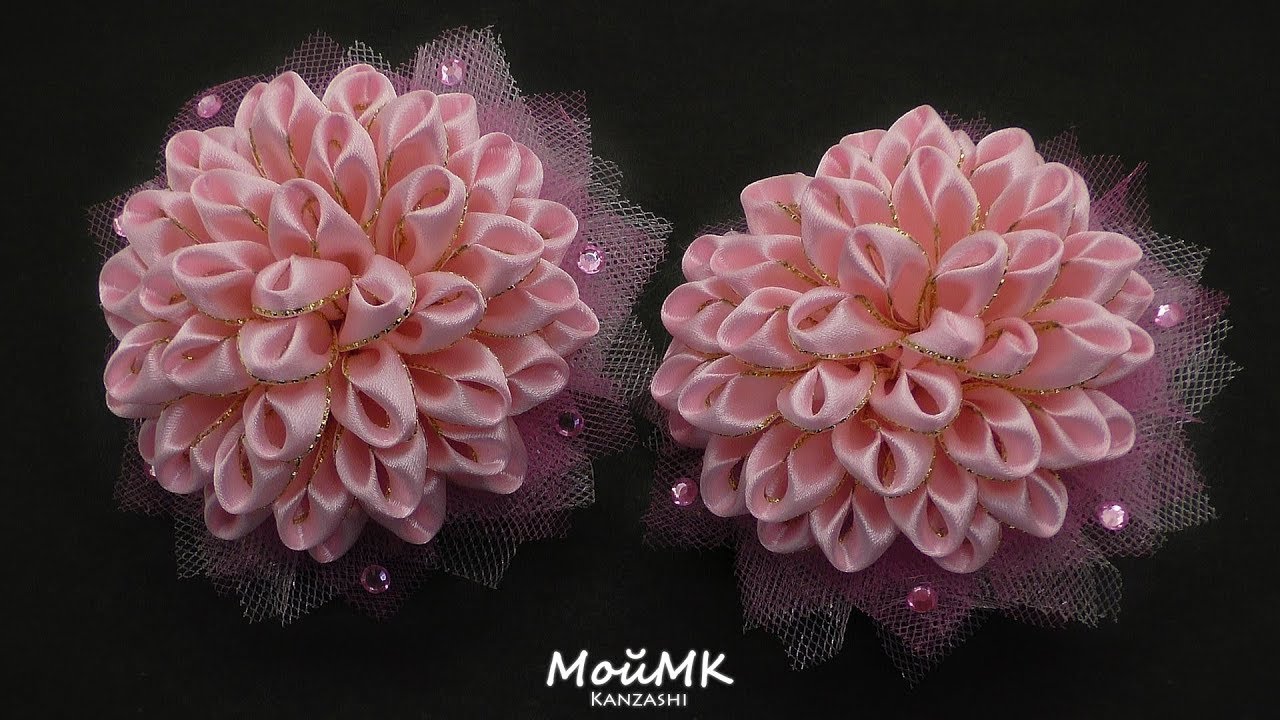 Нарядные банты из узкой ленты МК Kanzashi Tutorial DIY МойМК