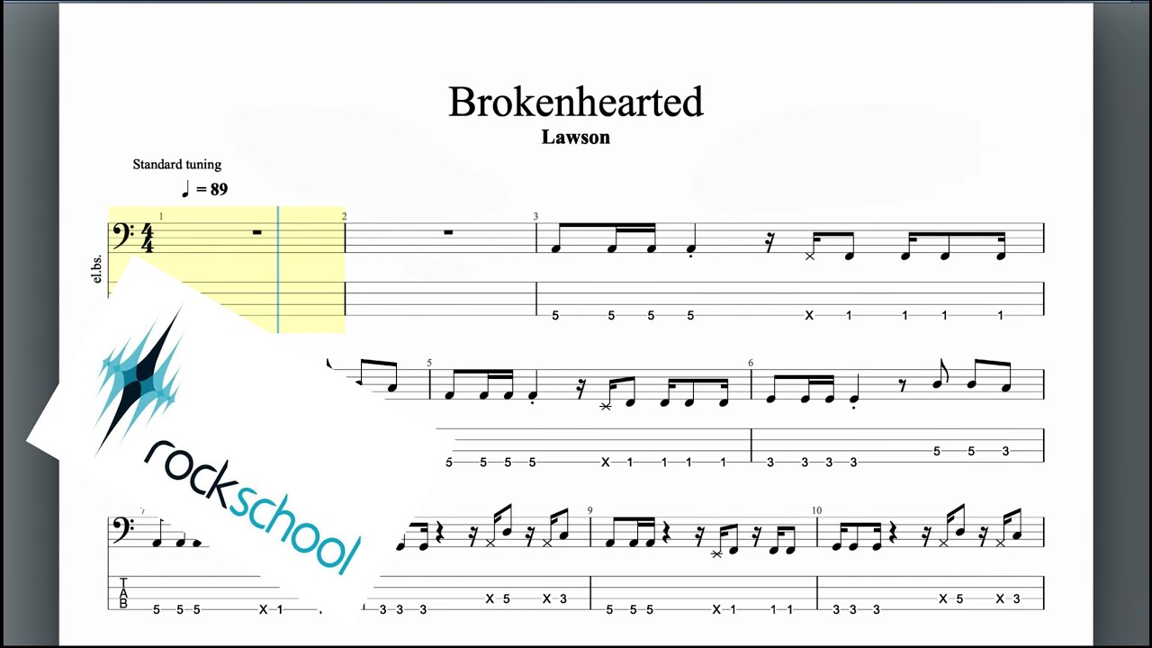 Brokenhearted Rockschool Grade 4 Bass