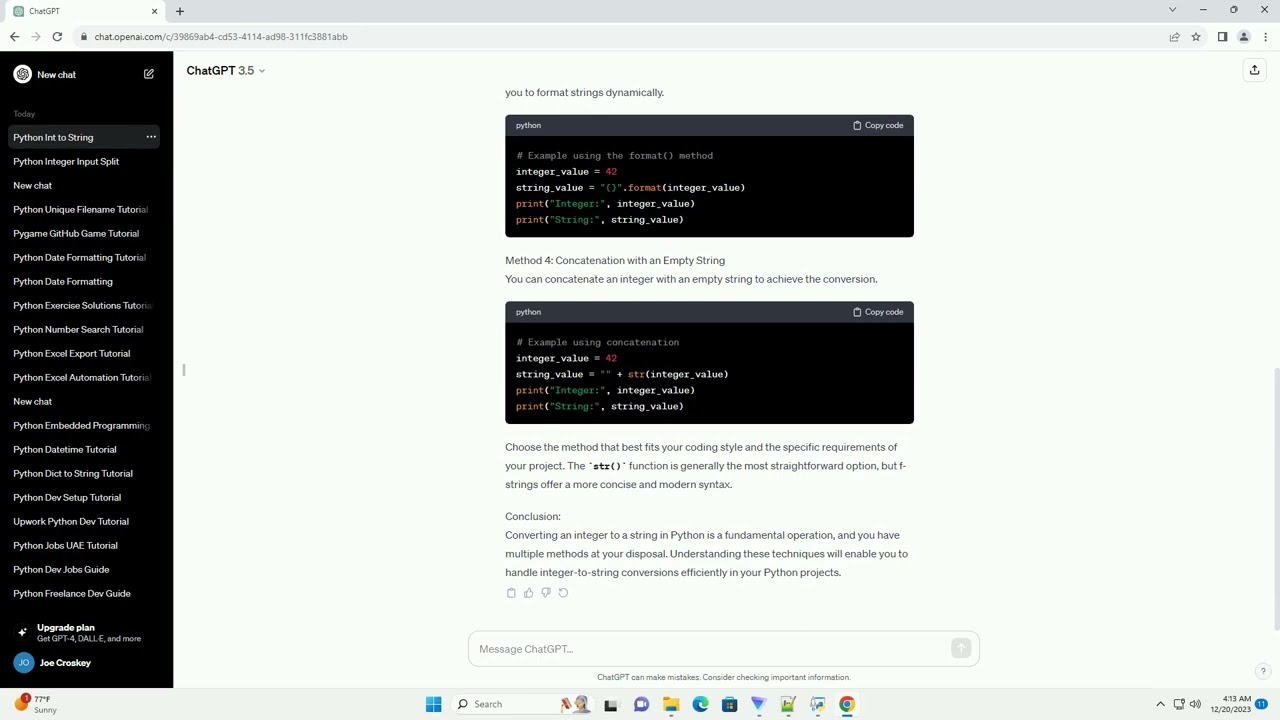 python int into string