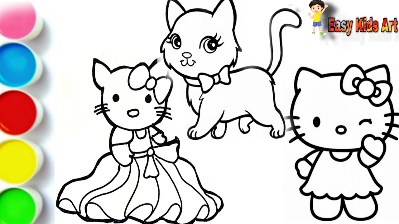 🎀 Hello Kitty Coloring Page for Kids | Easy Cute Cat Drawing 🐱✨