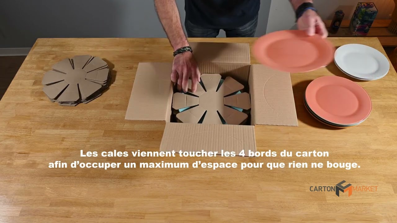 Carton pour 12 assiettes plates avec plaques anti chocs