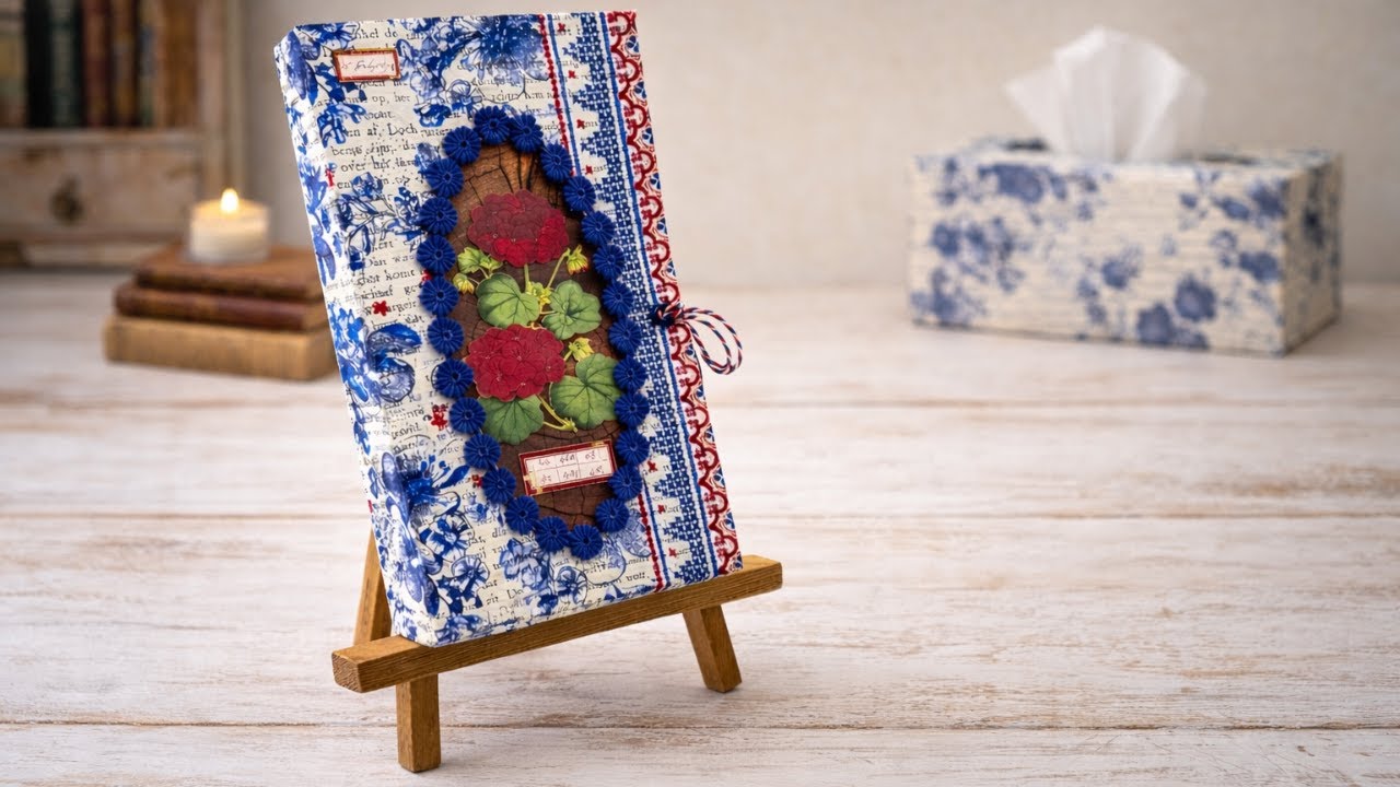 Turning Trash into a Journal Cover with Napkin Decoupage