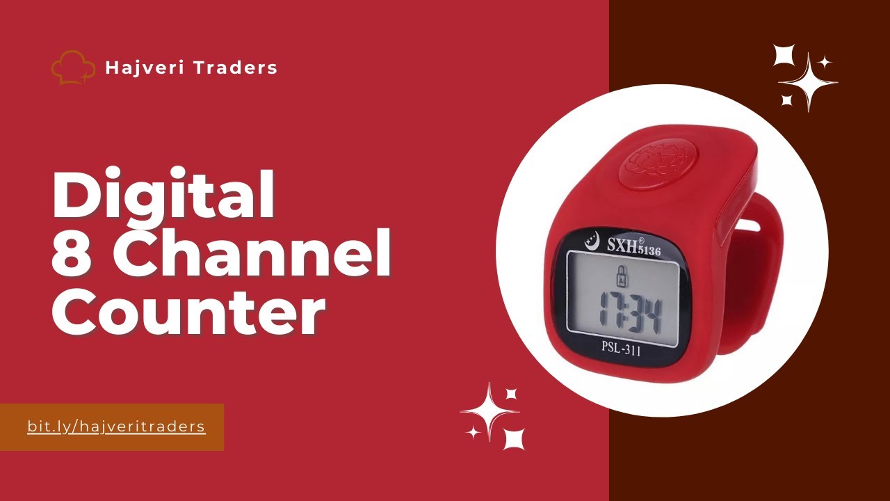 Digital 8 Channel Tasbih - Multifunctional Clock Time Function - Beep Buzzer Clicker Tasbeeh