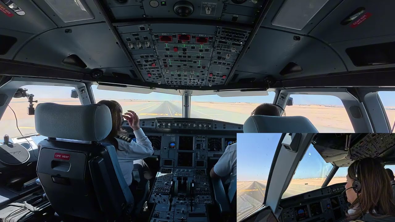 WHAT DOES A PILOT SEES DURING TAKE OFF AND LANDING? AIRBUS 320 Cockpit View Landing Hurghada RWY34L
