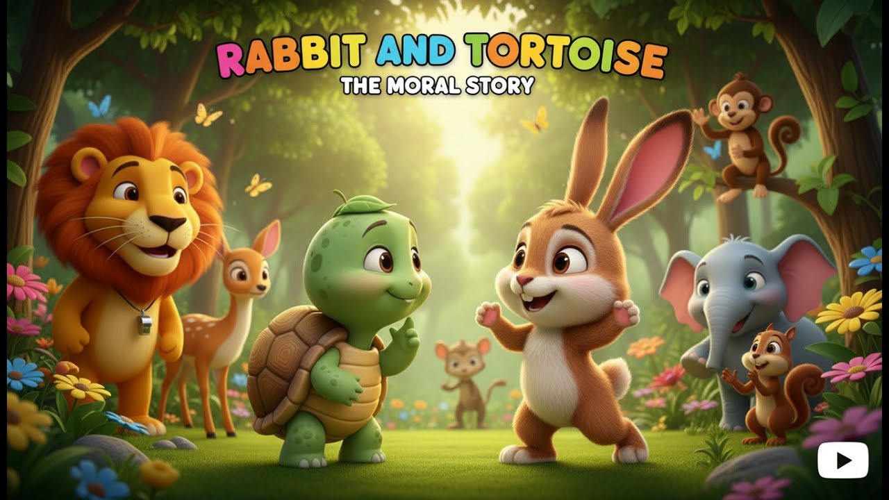 The Rabbit and the Tortoise Story | Moral Story for Kids | English Animated Story | | Learn Patienc
