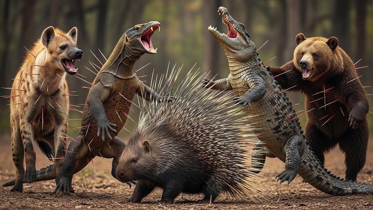 Porcupine vs Hyena, Komodo Dragon, Crocodile & Bear - Who Survives?