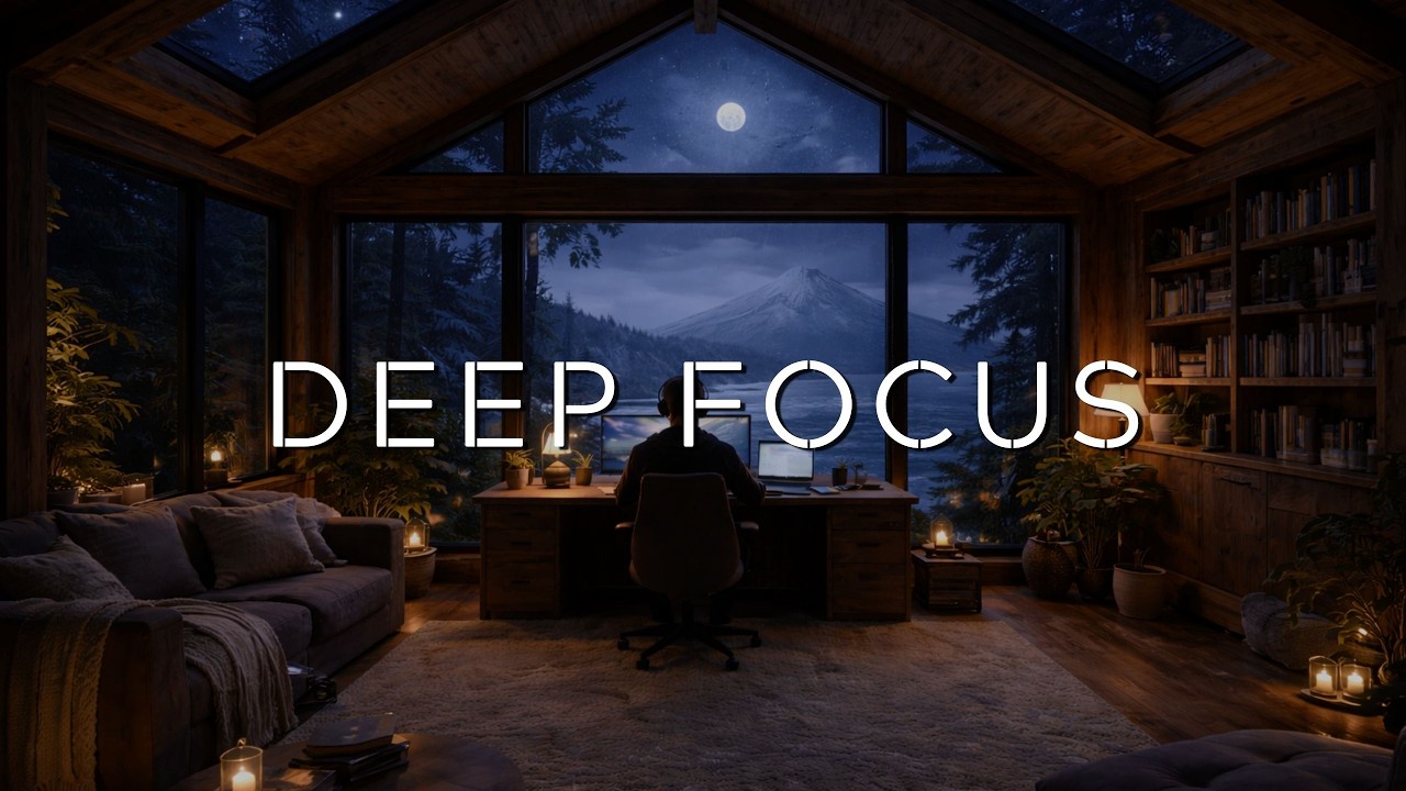 Deep Late-Night Focus | Calm Desk Ambience Facing the Volcano | Music for Study
