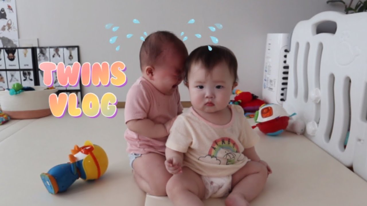 딸쌍둥이(9개월)/이앓이하는다비/너무울어요ㅜ/짐볼적응하기/다이어트결심/우는다비/육아일상/쌍둥이육아/