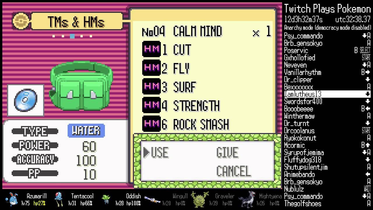 Get HM08 Dive! - Twitch Plays Pokemon Official Highlights Generation 3