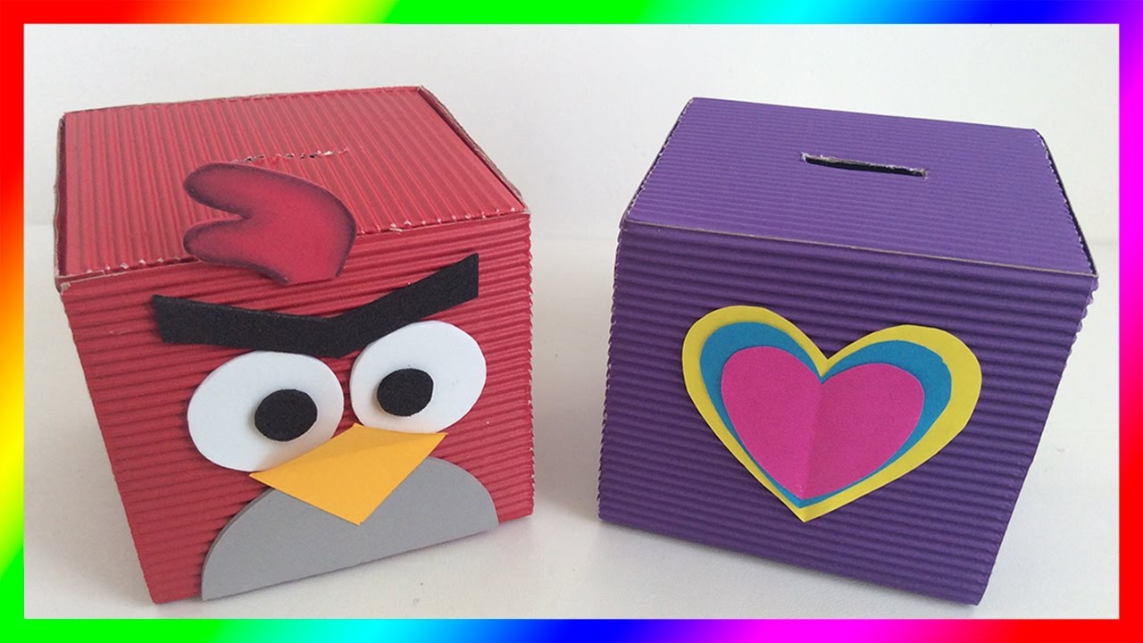 Como hacer alcancias de carton. manualidades de carton.Alcancias.