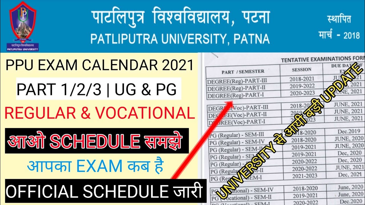Patliputra University Official All Courses Ug Pg And Vocational Course Exam Date And Result Date Rel