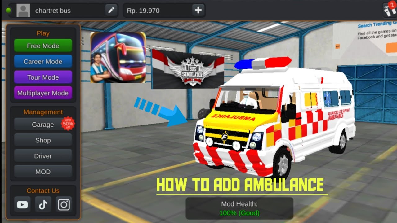 How to add ambulance mod indonesia bus Simulator #viral #indonesiabussimulator #bussidindonesia