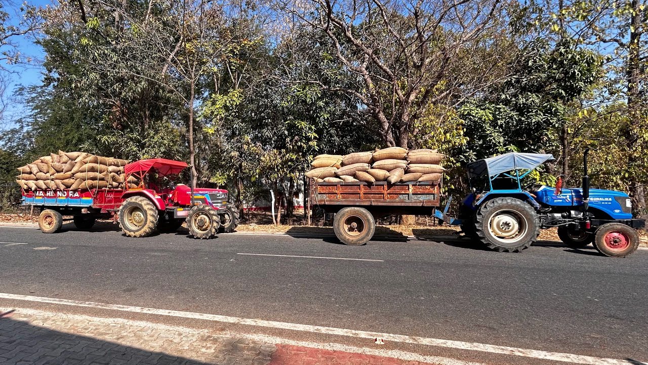 🟢🤪😂Mahindra Arjun novo loaded trolley || Sonalika 35 loaded paddy || Tractor video || 🚜