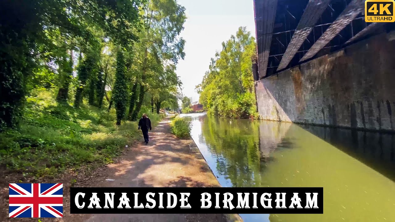 Nature Walk Canalside Birmingham 4k | Virtual Tour England UK | Stroll And Trek