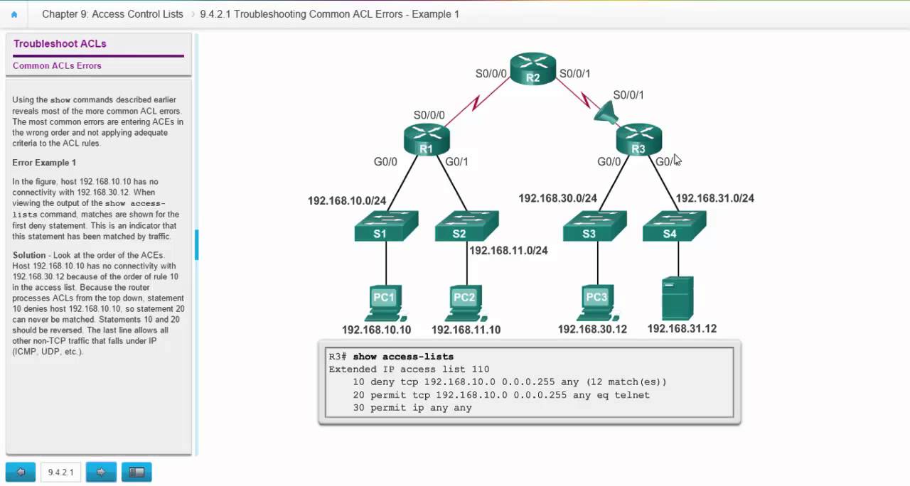 NET 126 Chapter 9 Troubleshooting ACLs