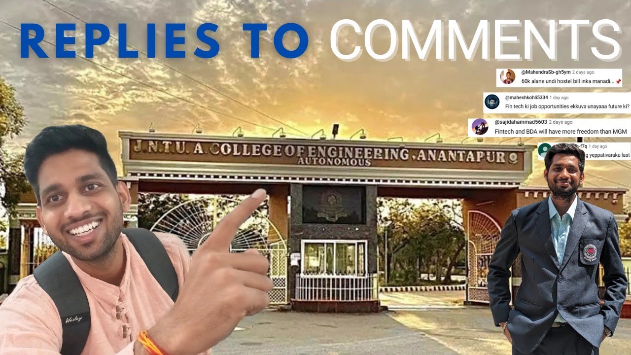 JNTUA Comments Reply | Hostel Fee, Fintech Jobs, MGM vs BDA #join_wd_harsha #jntua #jntuanantapur 