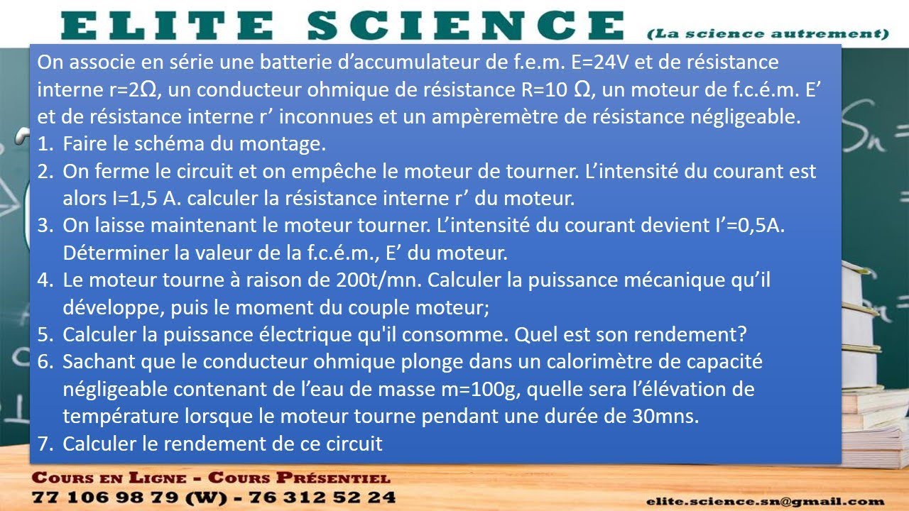 (1eS2/PC) Exo intéressant sur ENERGIE ELECTRIQUE MIS EN JEU DANS UN CIRCUIT ELECTRIQUE