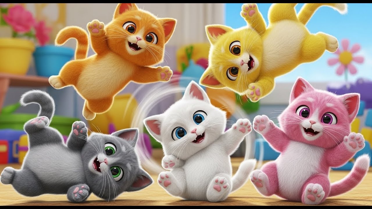 Cinco Gatinhos Miau Miau Miau | Canção de Animais e Sons para Crianças