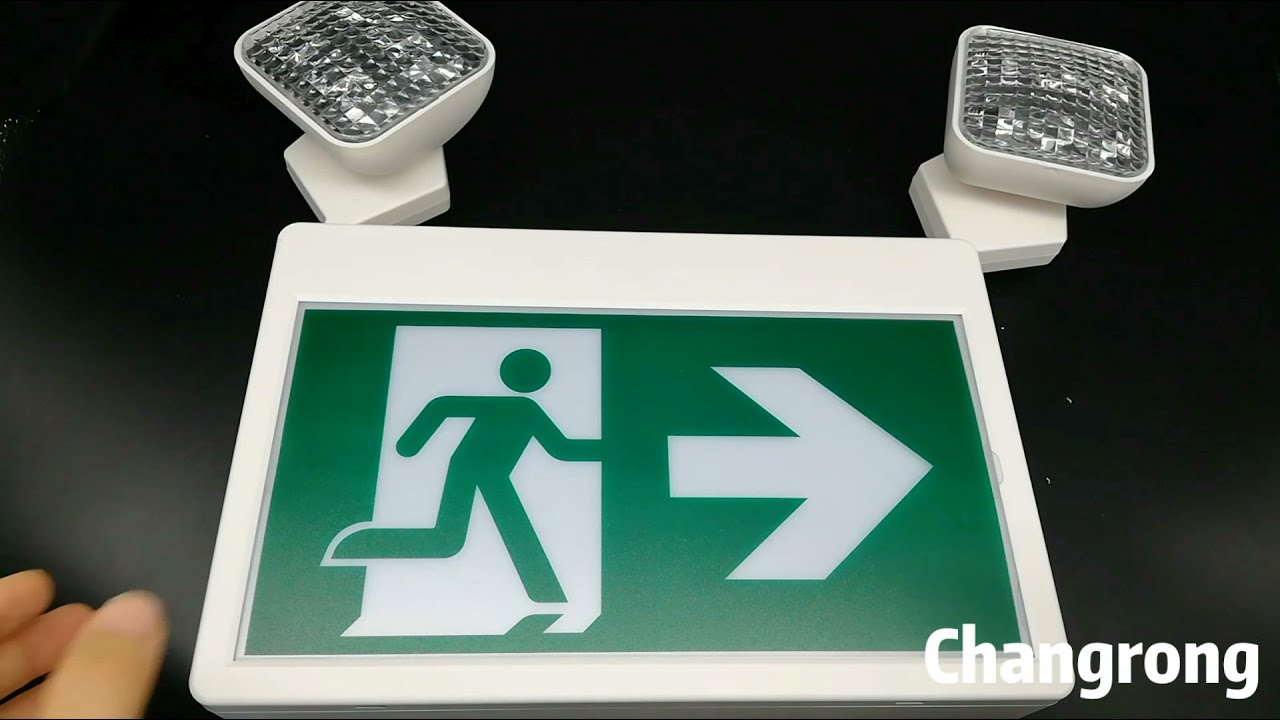 7027 Green running man exit sign combo