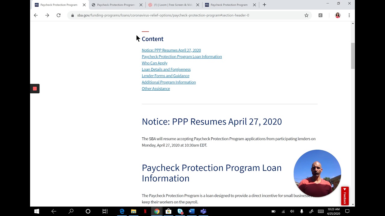 PPP 2nd round approval video filmed April 25, 2020
