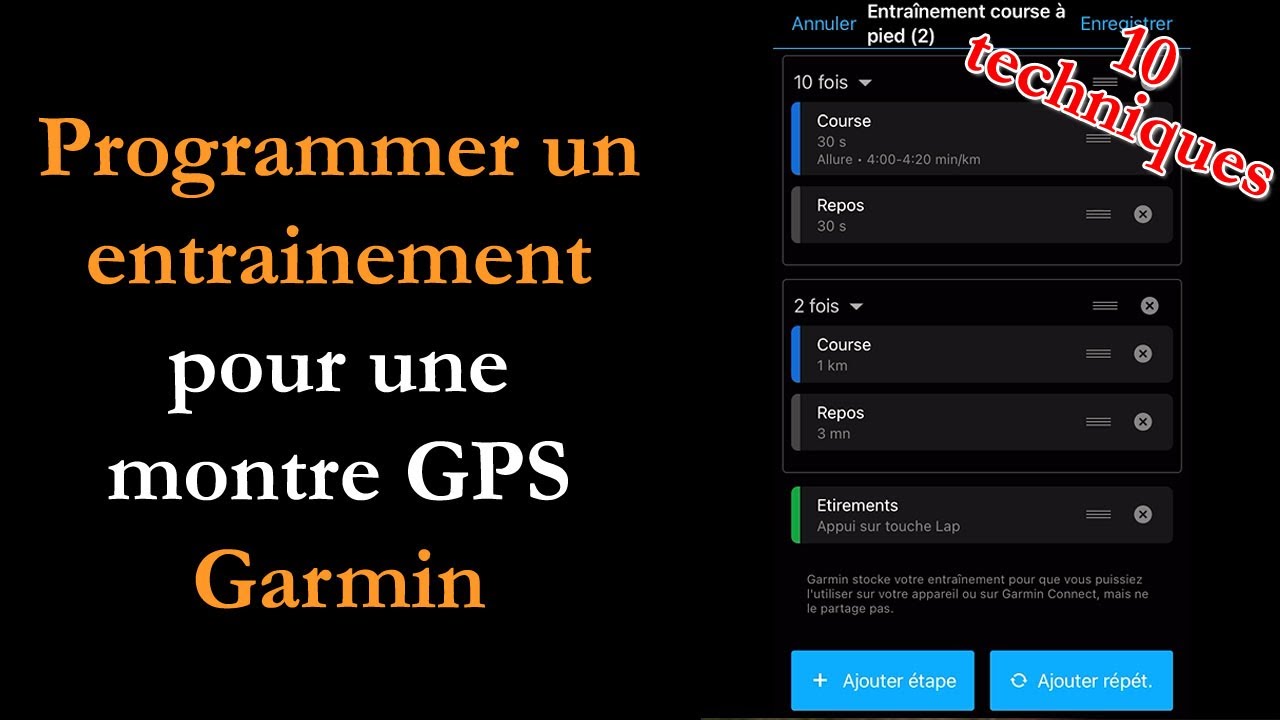 Programmer un entrainement sur Garmin Connect ou une montre Garmin