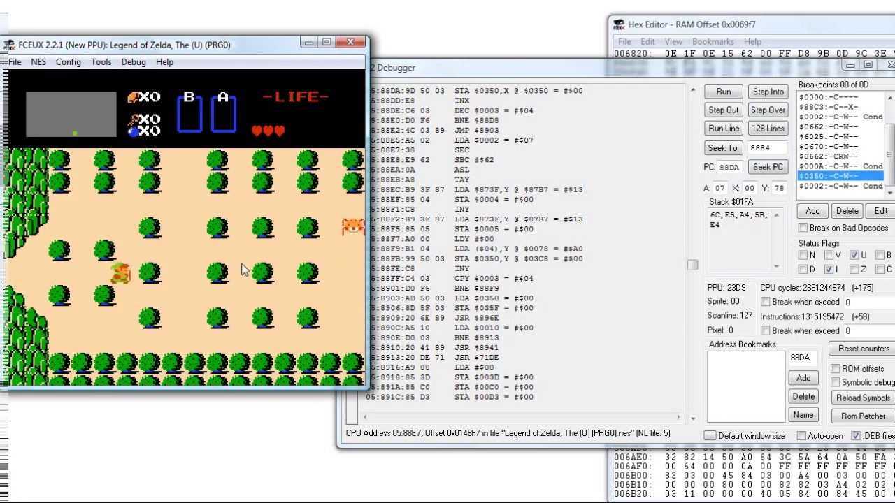 Quick Legend of Zelda RAM & PRG(ROM) Hacking