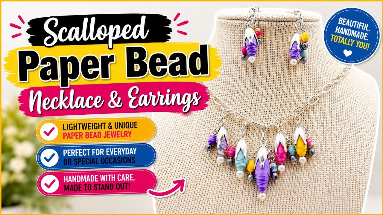 Scalloped Paper Bead Necklace Tutorial