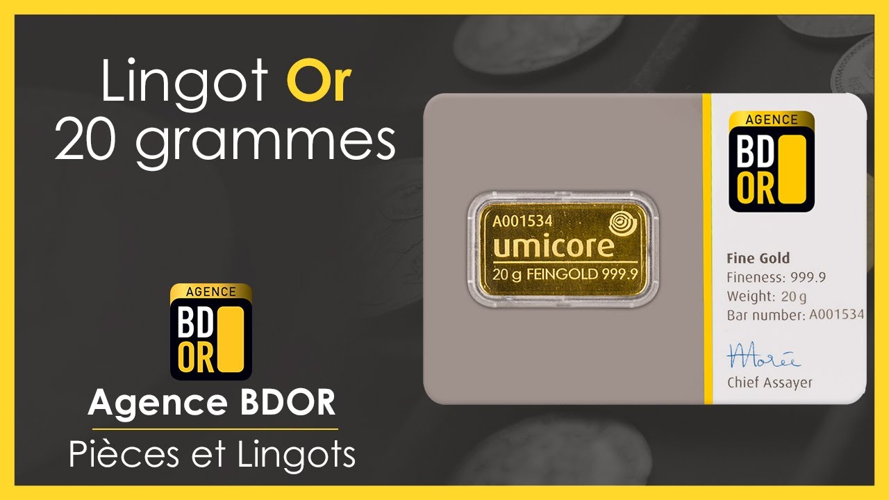 Lingotin Or 20 grammes - Prix et Cours Or - Agence BDOR - Gold