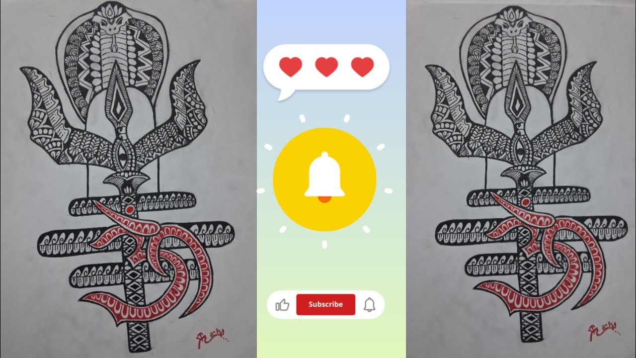 Mahashivratri Mandala Art. Shiv Trishul Drawing Mandala Art Step by Step #shivratri #mandalaart #art