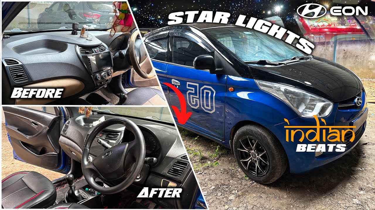 Hyundai Eon FULL Black Interior Restoration + Ceiling Star Lights | Indian Beats Edition