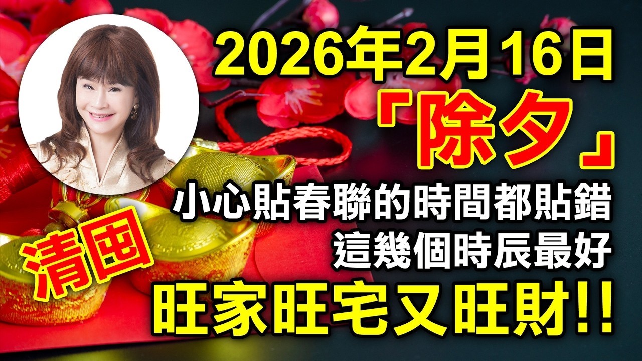 2026年2月16日「除夕」&「清囤日」小心貼春聯的時間都貼錯，這幾個時辰最好，旺家旺宅又旺財！！【經典回顧】